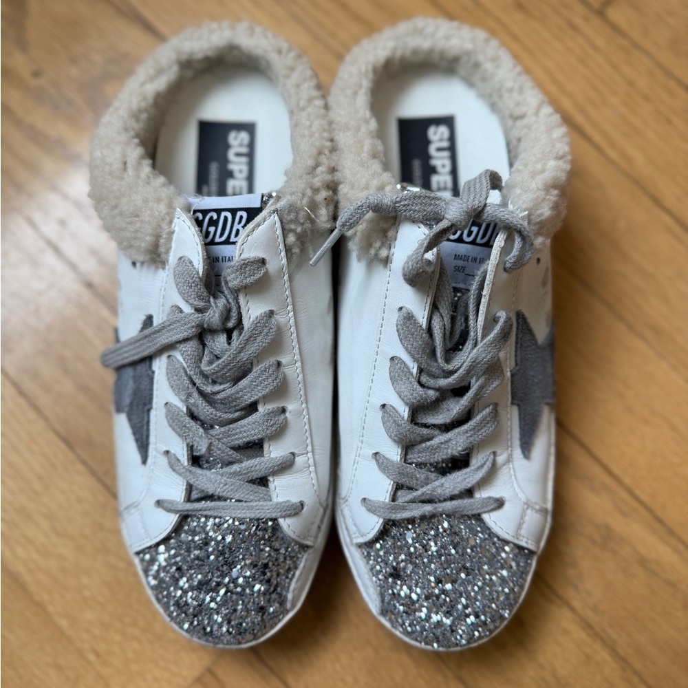 Golden goose slides with shearling size 38 worn a few times